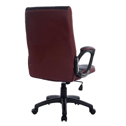 Fauteuil de bureau pivotant en similicuir avec panneaux contrastés gaufrés et dossier haut, noir et marron