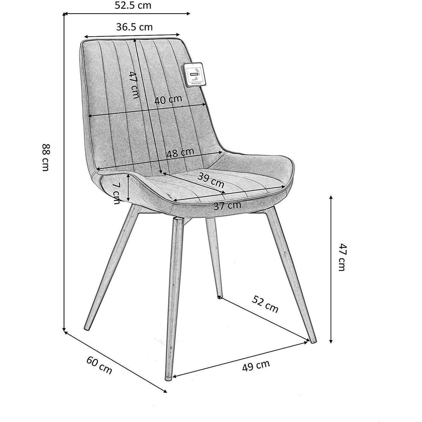Ensemble de 2 chaises de salle à manger en velours vert Cala