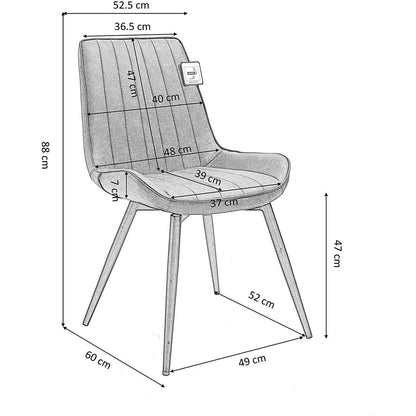 Ensemble de 2 chaises de salle à manger en velours vert Cala