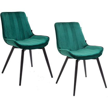Ensemble de 2 chaises de salle à manger en velours vert Cala