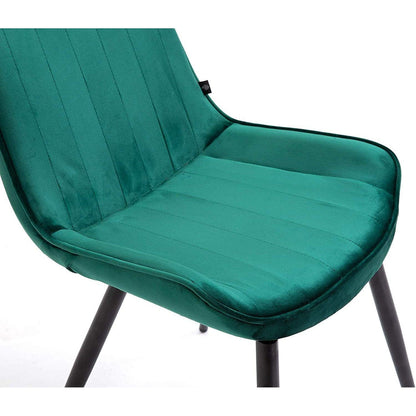 Ensemble de 2 chaises de salle à manger en velours vert Cala