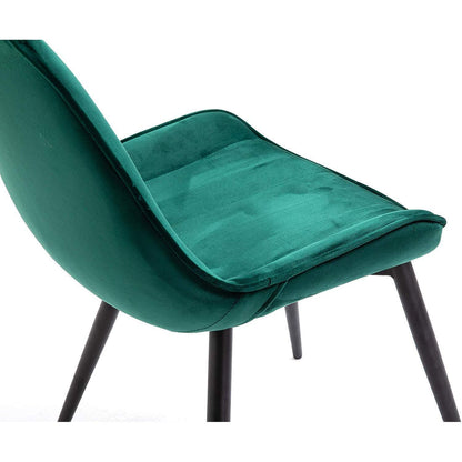 Ensemble de 2 chaises de salle à manger en velours vert Cala