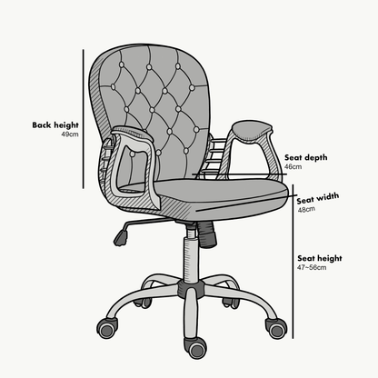 Fauteuil pivotant Chesterfield à dossier moyen en velours gris