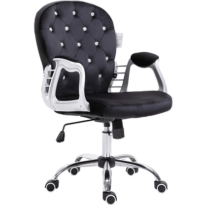 Fauteuil pivotant Chesterfield en velours noir