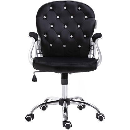 Fauteuil pivotant Chesterfield en velours noir