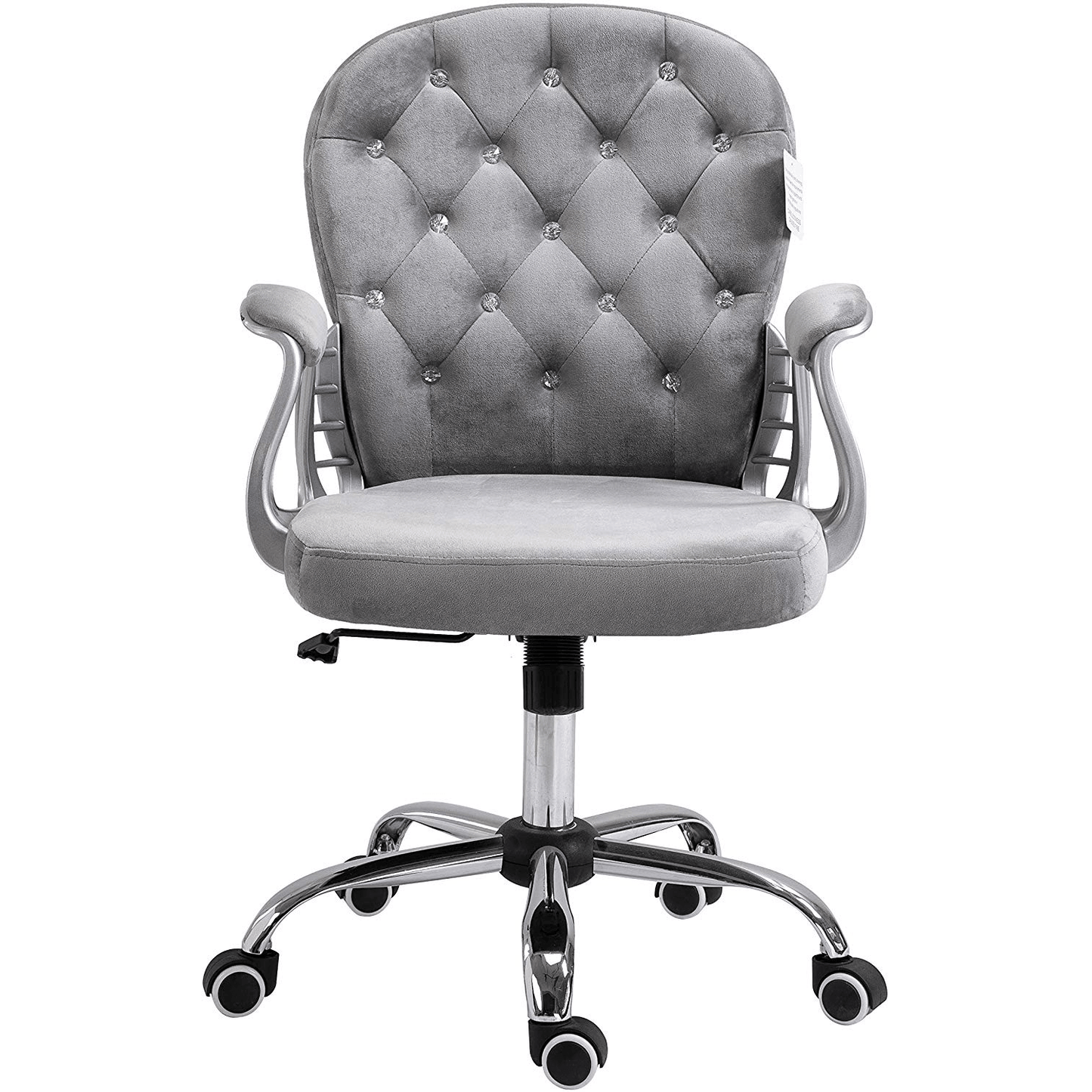 Fauteuil pivotant Chesterfield à dossier moyen en velours gris