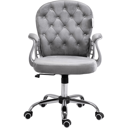 Fauteuil pivotant Chesterfield à dossier moyen en velours gris