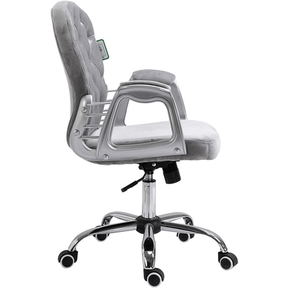 Fauteuil pivotant Chesterfield à dossier moyen en velours gris