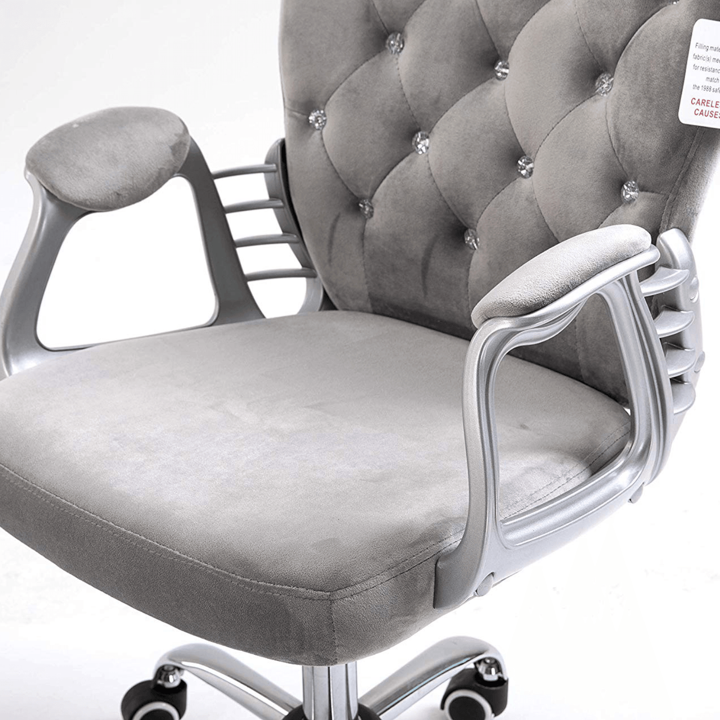 Fauteuil pivotant Chesterfield à dossier moyen en velours gris