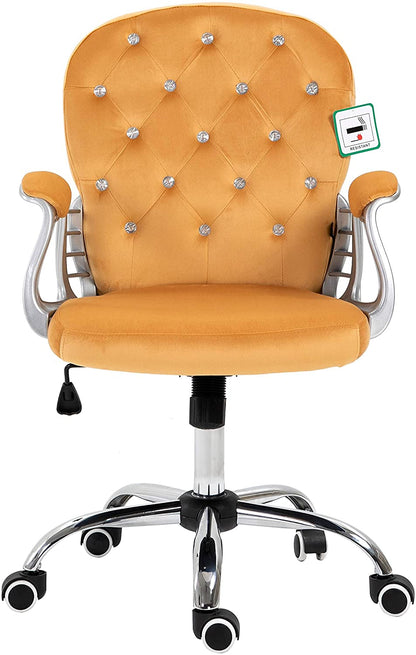 Fauteuil pivotant Chesterfield en velours moutarde