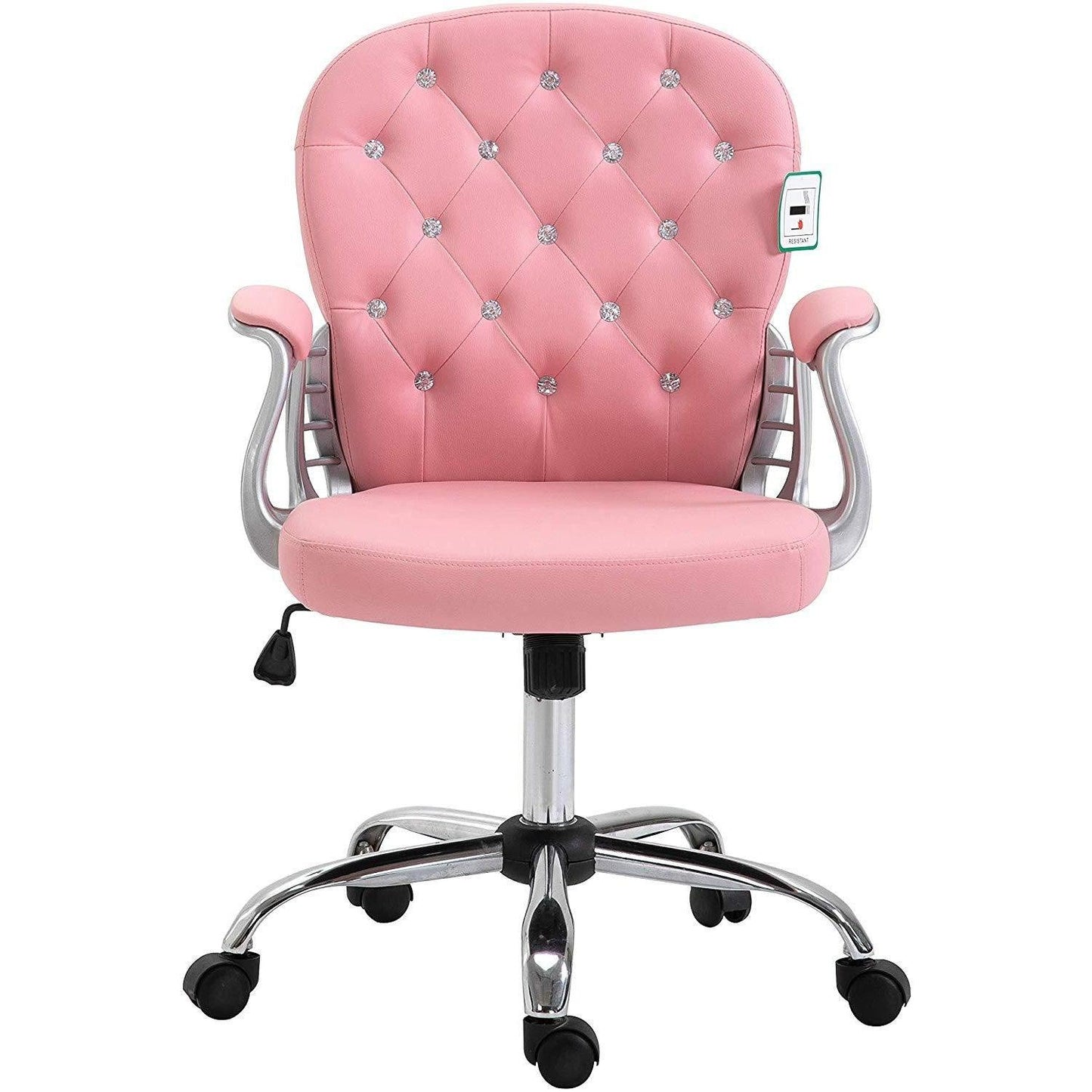 Fauteuil pivotant Chesterfield en similicuir rose