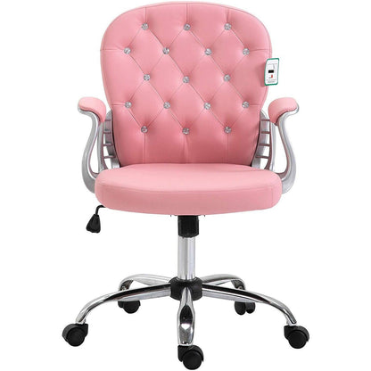 Fauteuil pivotant Chesterfield en similicuir rose