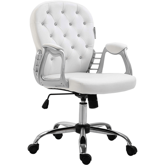 Fauteuil pivotant Chesterfield en similicuir blanc