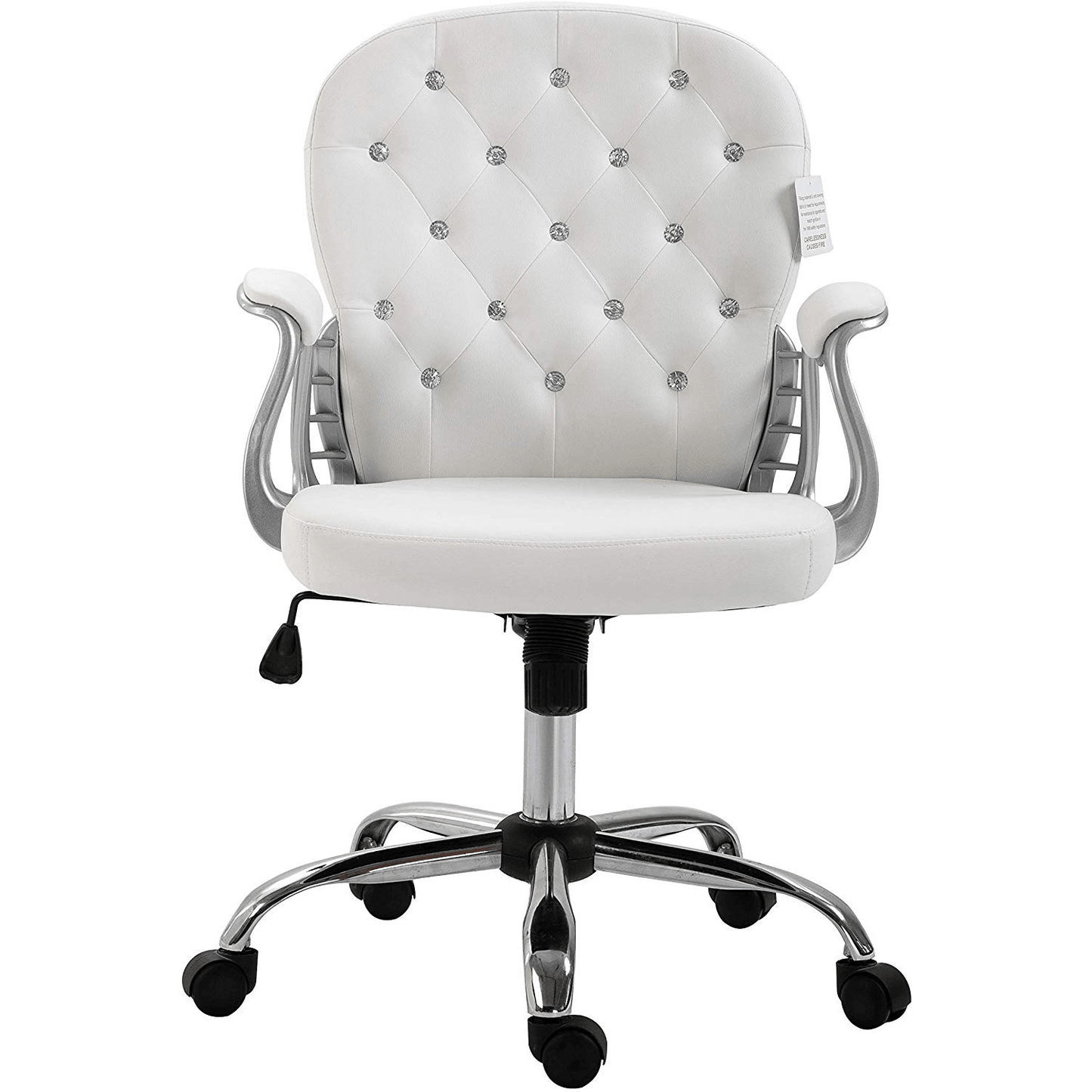 Fauteuil pivotant Chesterfield en similicuir blanc