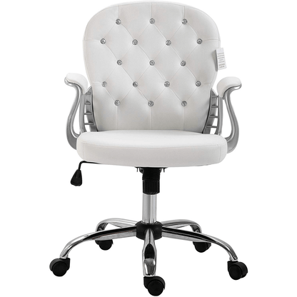 Fauteuil pivotant Chesterfield en similicuir blanc