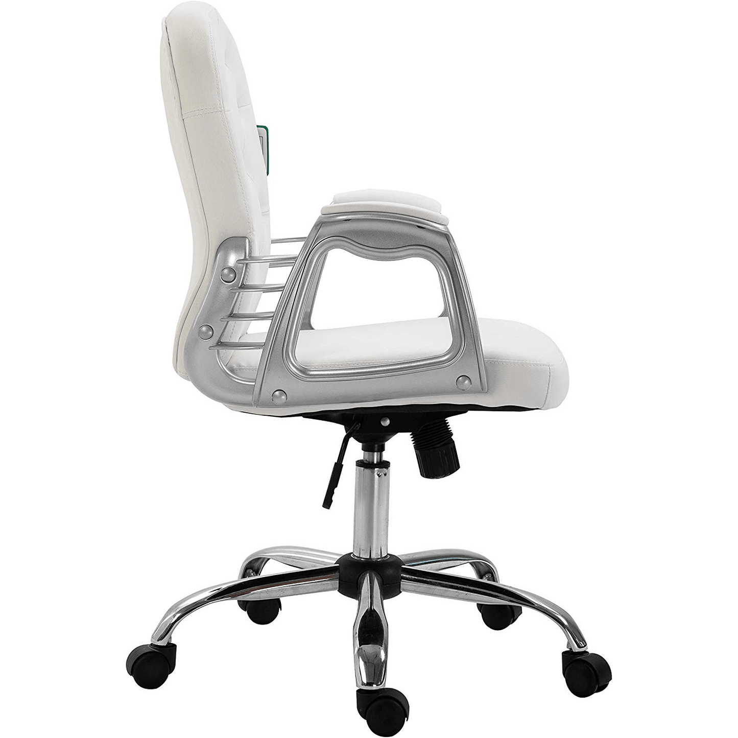 Fauteuil pivotant Chesterfield en similicuir blanc