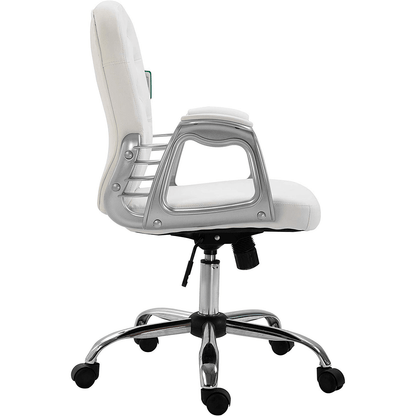 Fauteuil pivotant Chesterfield en similicuir blanc