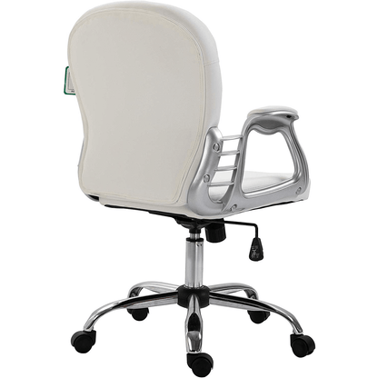 Fauteuil pivotant Chesterfield en similicuir blanc