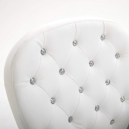 Fauteuil pivotant Chesterfield en similicuir blanc