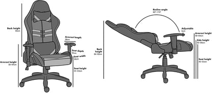 Chaise de bureau gaming VIRIBUS X1 avec LED 12 couleurs, noir et gris