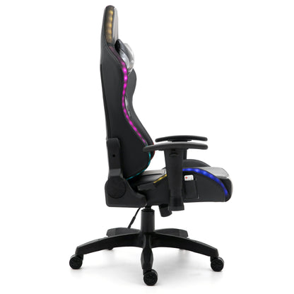 Chaise de bureau gaming VIRIBUS X1 avec éclairage LED 12 couleurs, noire