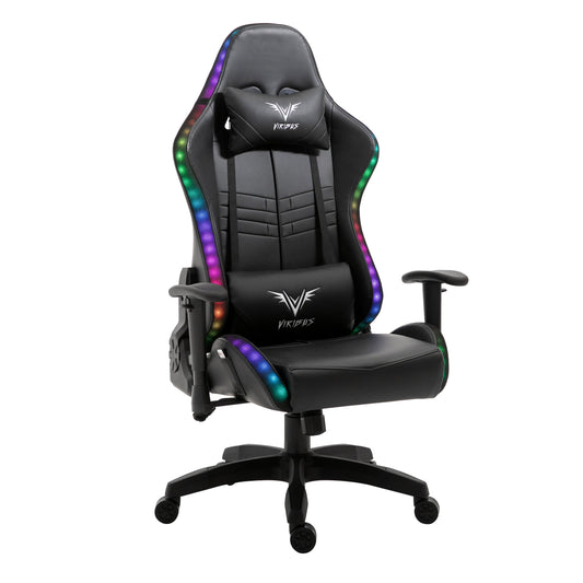 Chaise de bureau gaming VIRIBUS X1 avec éclairage LED 12 couleurs, noire