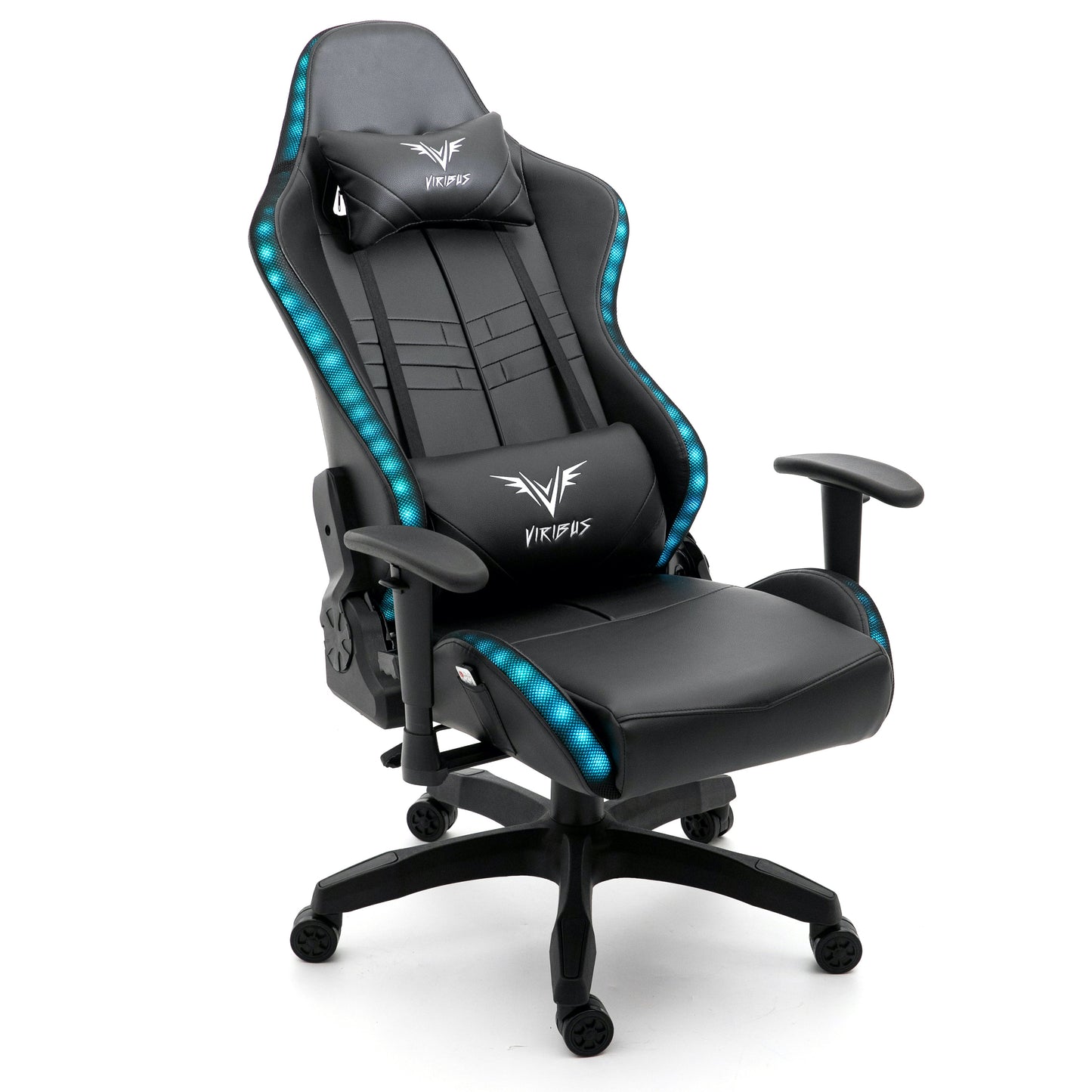 Chaise de bureau gaming VIRIBUS X1 avec éclairage LED 12 couleurs, noire