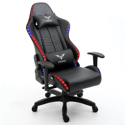 Chaise de bureau gaming VIRIBUS X1 avec éclairage LED 12 couleurs, noire