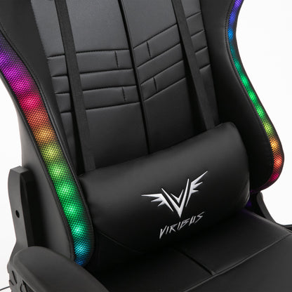 Chaise de bureau gaming VIRIBUS X1 avec éclairage LED 12 couleurs, noire