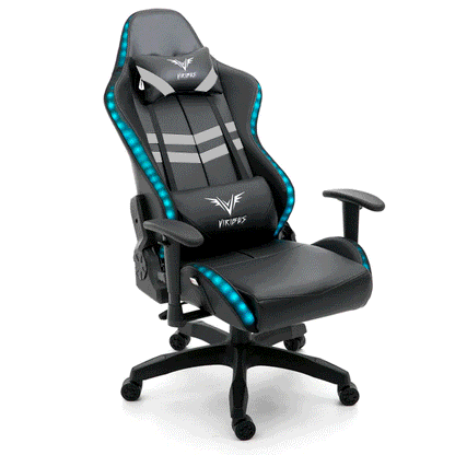 Chaise de bureau gaming VIRIBUS X1 avec LED 12 couleurs, noir et gris