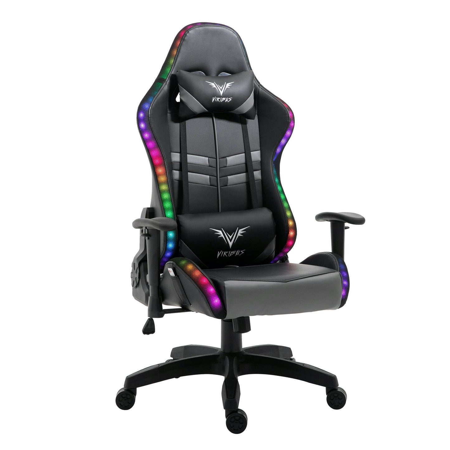 Chaise de bureau gaming VIRIBUS X1 avec LED 12 couleurs, noir et gris