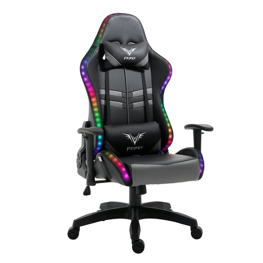 Chaise de bureau gaming VIRIBUS X1 avec LED 12 couleurs, noir et gris