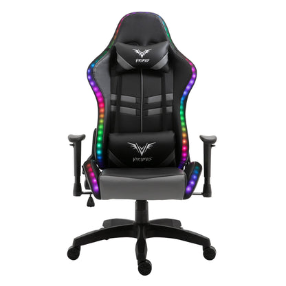 Chaise de bureau gaming VIRIBUS X1 avec LED 12 couleurs, noir et gris