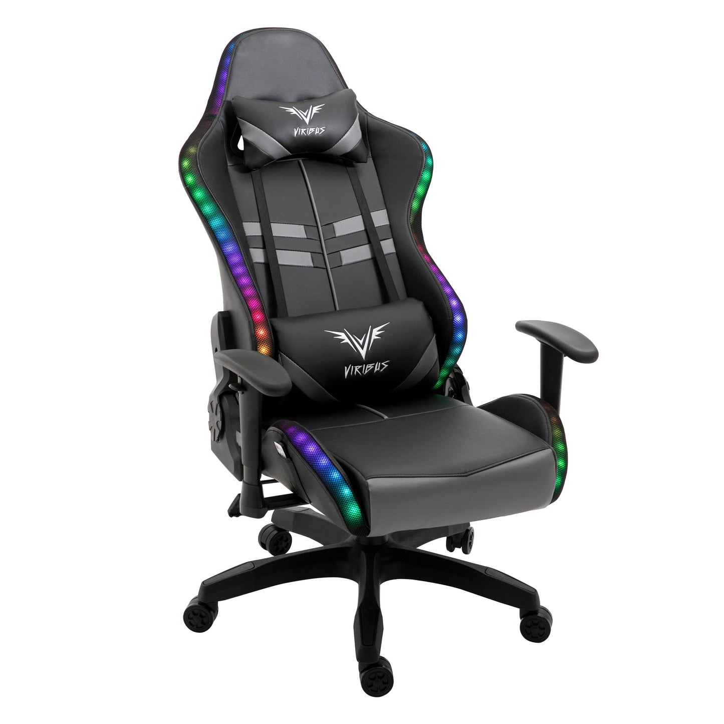Chaise de bureau gaming VIRIBUS X1 avec LED 12 couleurs, noir et gris