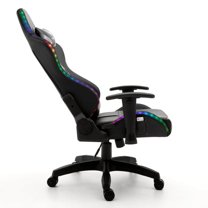 Chaise de bureau gaming VIRIBUS X1 avec LED 12 couleurs, noir et gris