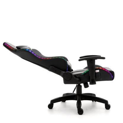 Chaise de bureau gaming VIRIBUS X1 avec LED 12 couleurs, noir et gris