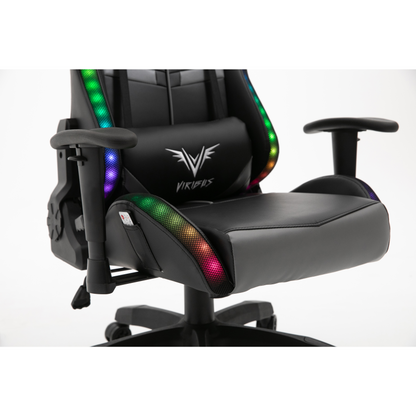Chaise de bureau gaming VIRIBUS X1 avec LED 12 couleurs, noir et gris