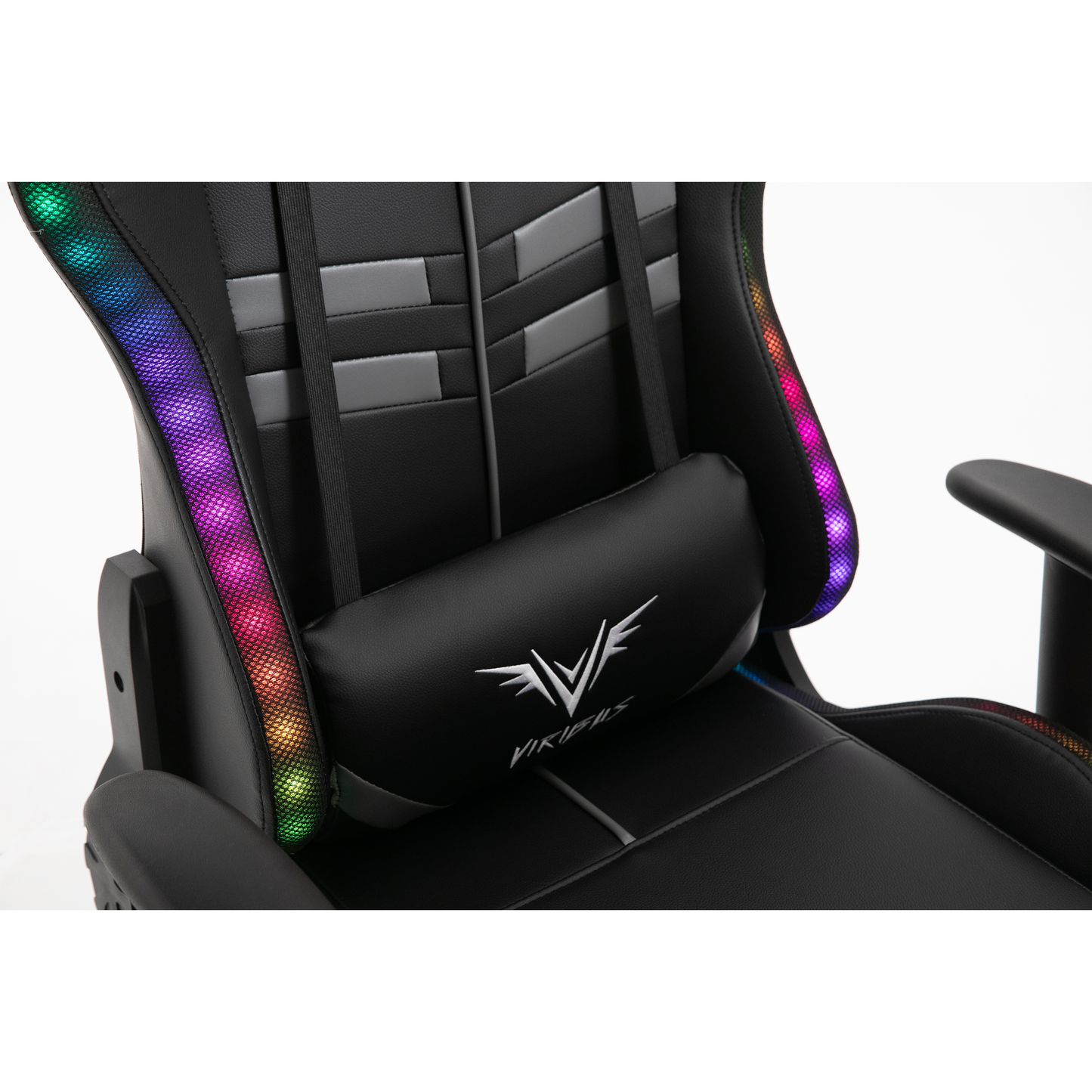 Chaise de bureau gaming VIRIBUS X1 avec LED 12 couleurs, noir et gris