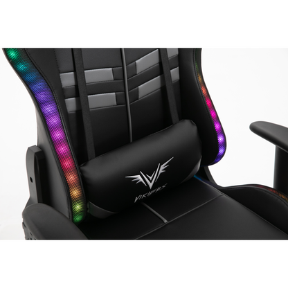 Chaise de bureau gaming VIRIBUS X1 avec LED 12 couleurs, noir et gris