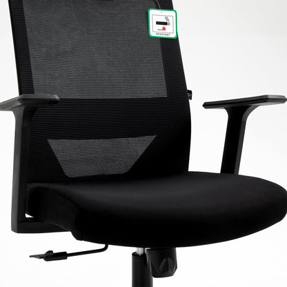 Chaise de bureau Joni à dossier haut en maille avec appui-tête en noir