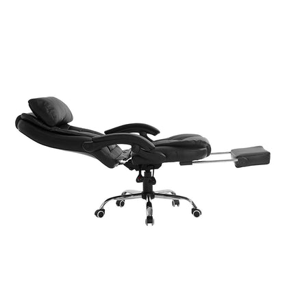 Fauteuil de direction inclinable et relaxant en similicuir, dossier haut extra-rembourré, avec repose-pieds, MR34, noir