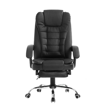 Fauteuil de direction inclinable et relaxant en similicuir, dossier haut extra-rembourré, avec repose-pieds, MR34, noir