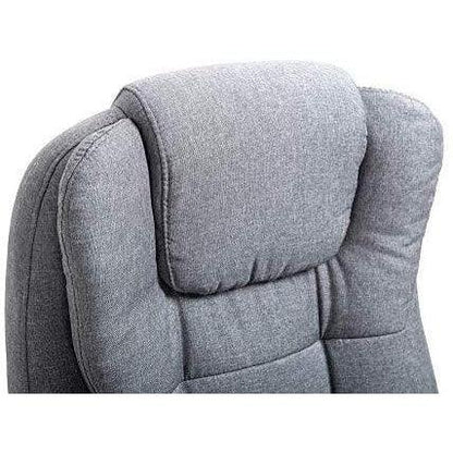 Fauteuil de bureau inclinable avec repose-pieds, appui-tête et coussin lombaire, tissu gris