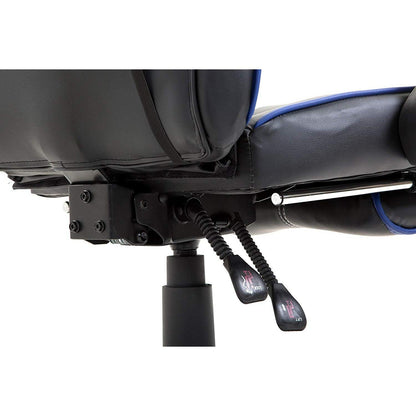 Fauteuil de jeu pivotant inclinable à dossier haut avec repose-pieds et coussin lombaire et de tête réglable, MR49 noir et bleu