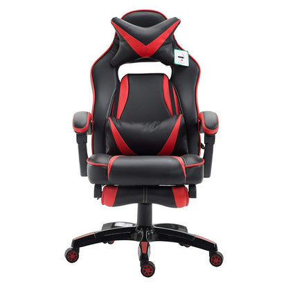Fauteuil de jeu pivotant inclinable à dossier haut avec repose-pieds et coussin lombaire et de tête réglable, MR49 noir et rouge