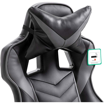 Fauteuil de jeu inclinable à dossier haut Cherry Tree Furniture avec coussin et repose-pieds rétractable, noir et gris