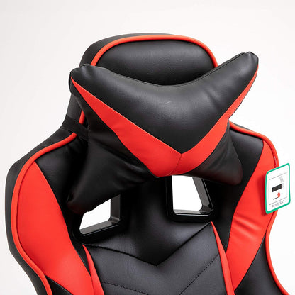 Fauteuil de jeu inclinable à dossier haut Cherry Tree Furniture avec coussin et repose-pieds rétractable, noir et rouge