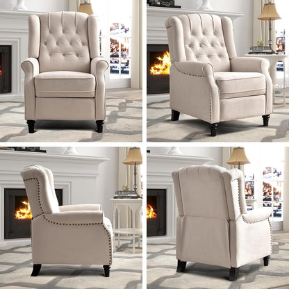Fauteuil inclinable à dossier inclinable, fauteuil en tissu avec accoudoirs et rivets décoratifs, fauteuil d'appoint pour canapé une place