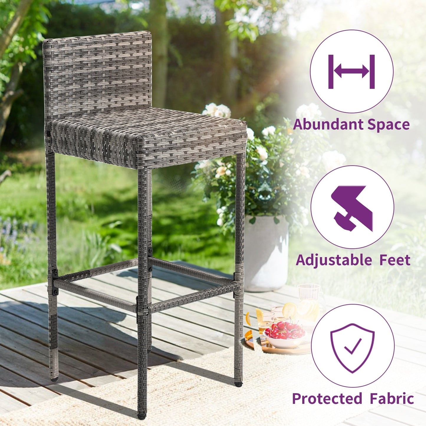 Ensemble de bar en résine tressée Moasis 5 pièces - 5 pièces