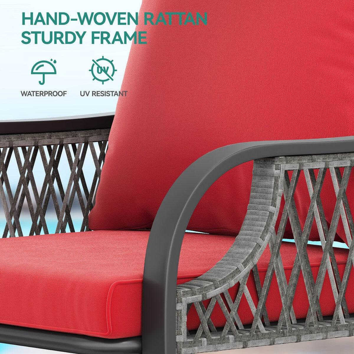 Ensemble bistro de patio Moasis rouge 3 pièces avec sièges rembourrés - 3 pièces